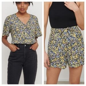 Dynamite Floral Juliette Open Back Wrap Top and Sally Flowy Belted Shorts Set